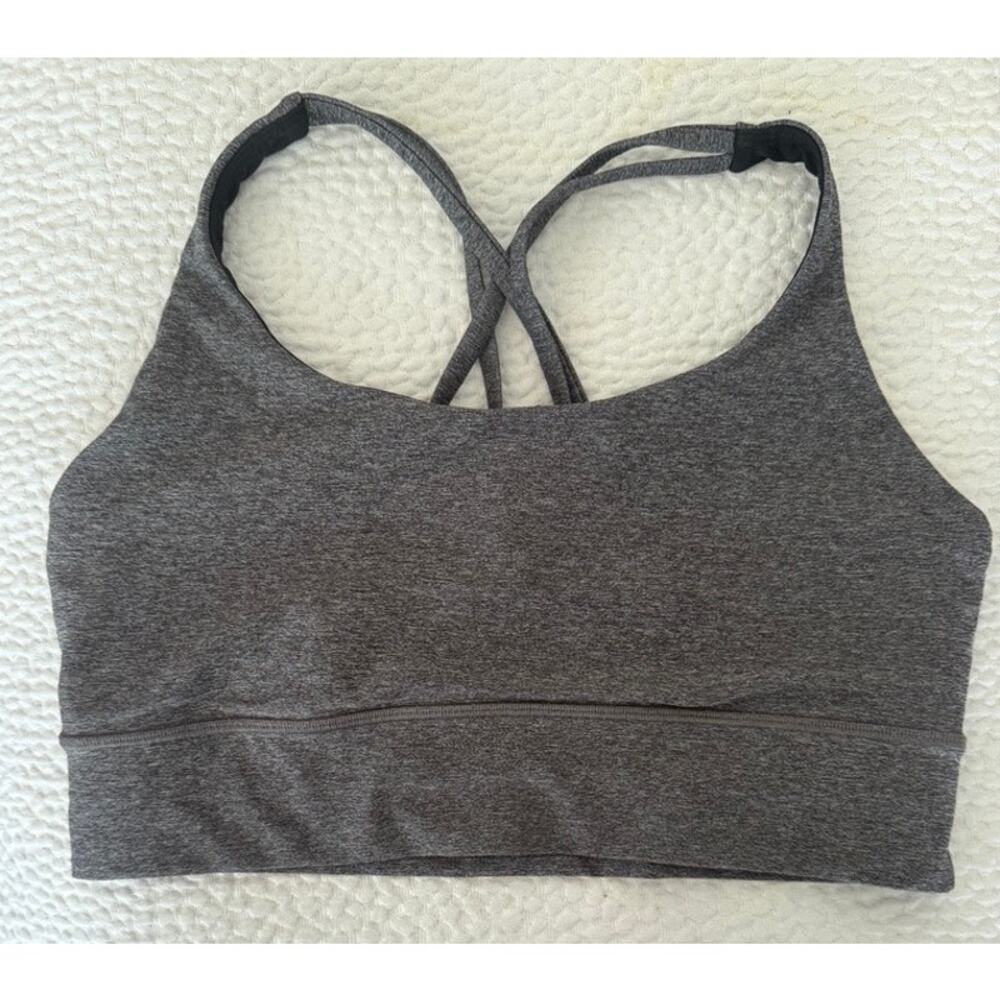 lululemon Energy Longline Bra Medium Support Heathered Black Size 10